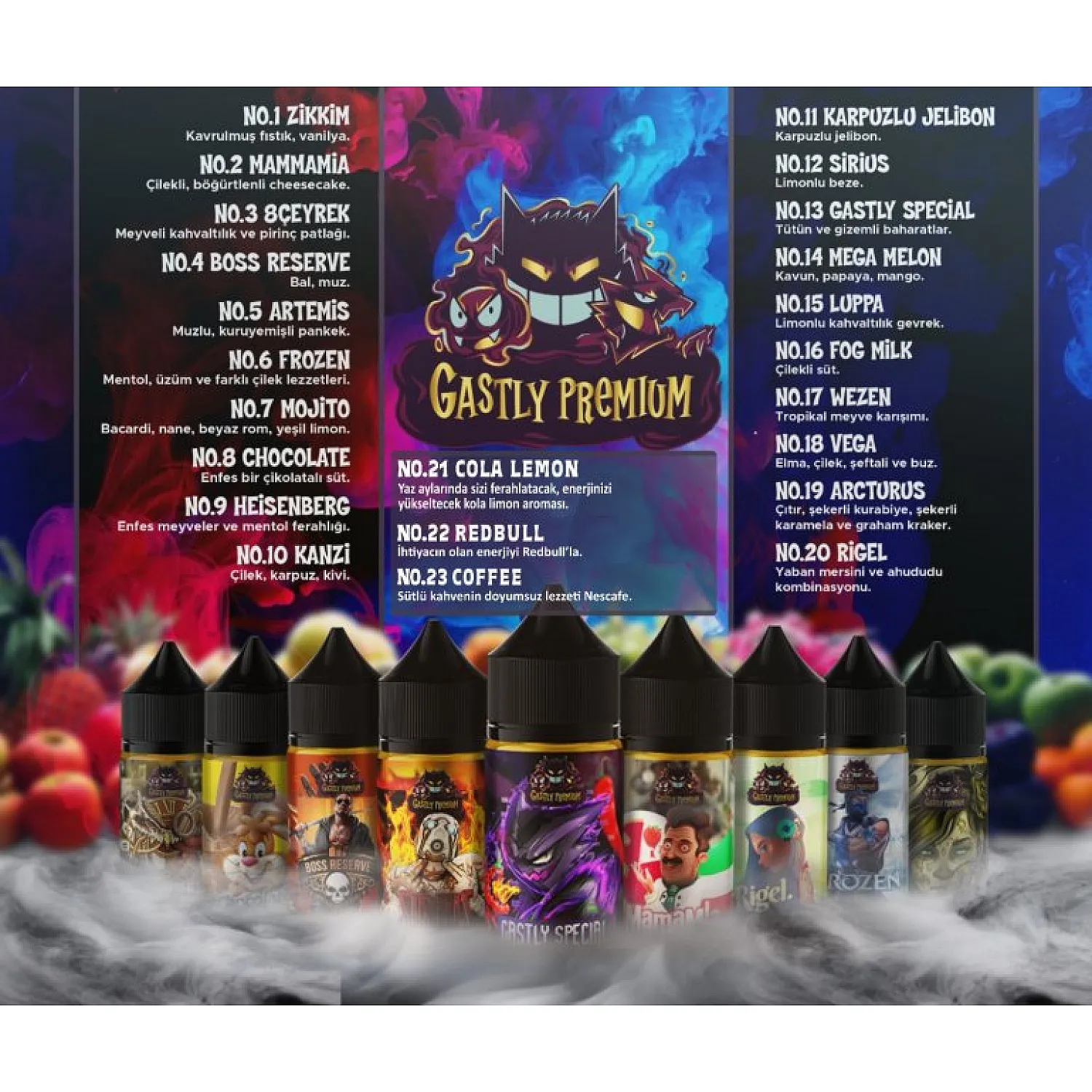 (DL) 100 Adet 30 ml Gastly Premium Toptan Likit - En Uygun Fiyatlı Orijinal Ürün
